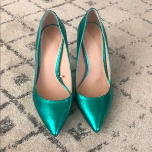 Zara Heels Size 7.5 Gorgeous mermaid green.